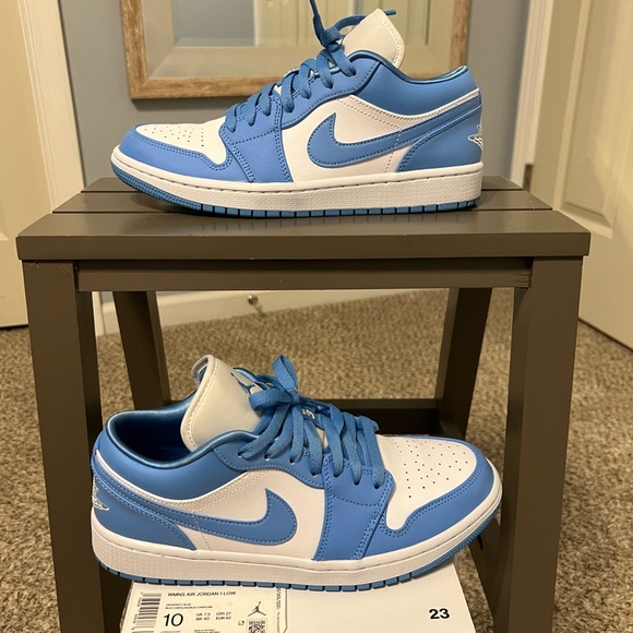 Air Jordan 1 Low Blue and White Sneakers